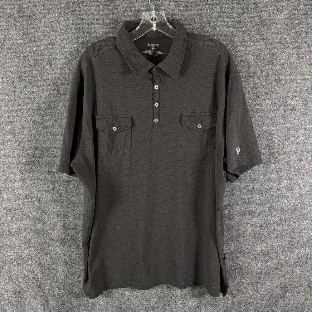 Kuhl RAZR Polo Shirt Mens 2XL Carbon Black Dual Pocket Outdoor Discontinued